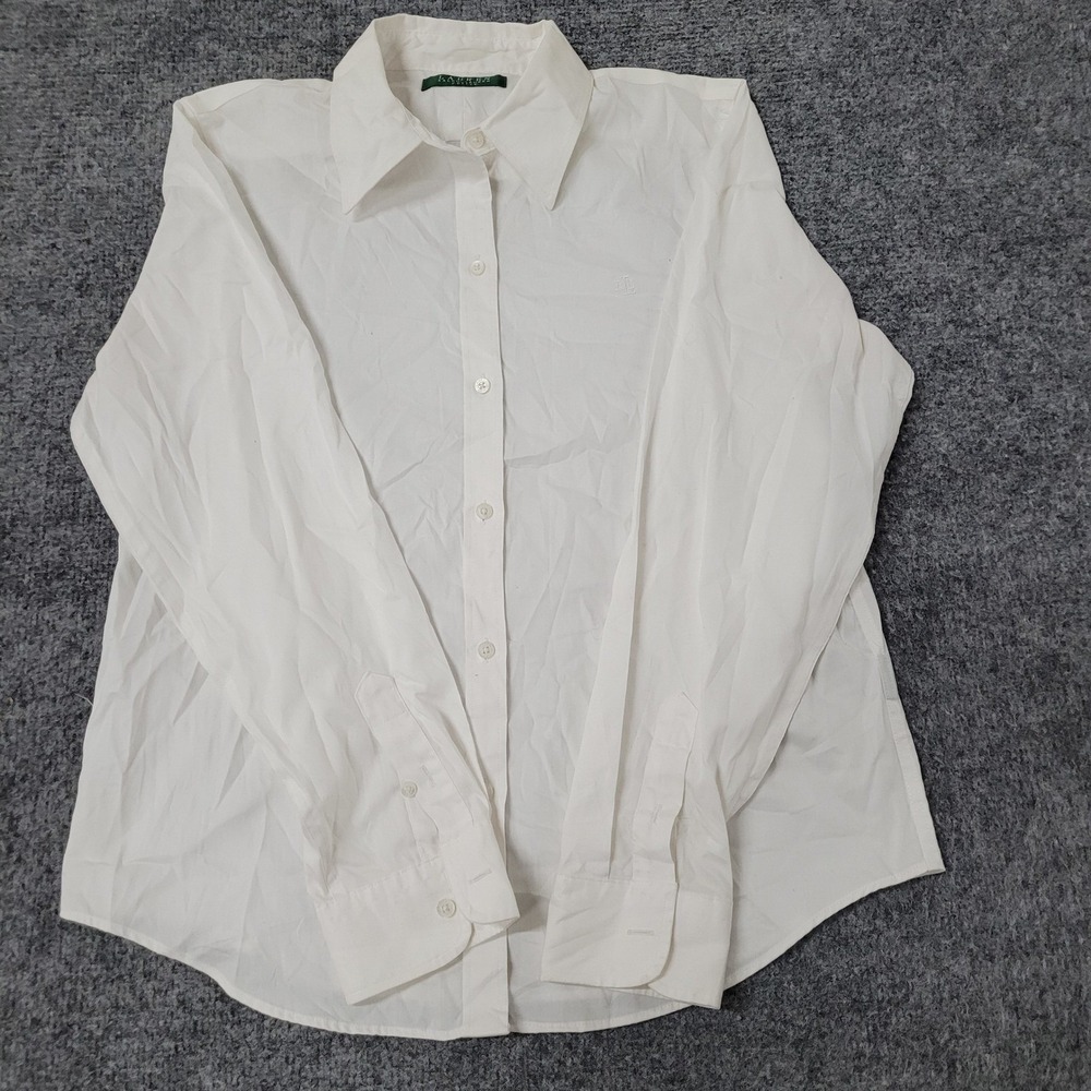 Lauren Ralph Lauren Button Down Womens Size PS White Long Sleeve Blouse Cotton